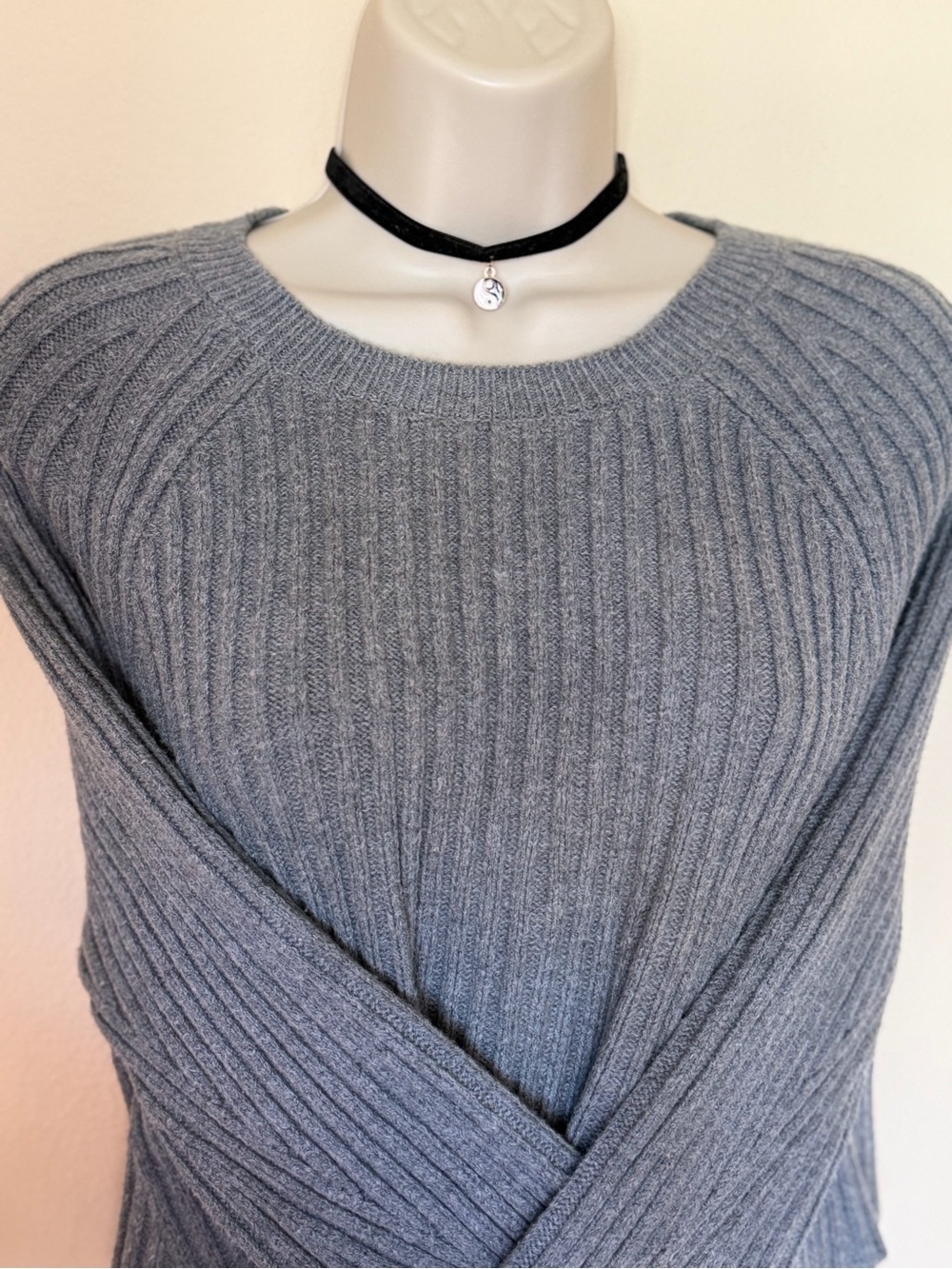 NWT Loft Ribbed Knit Sweater in Gray Size Medium - Picture 6 of 13